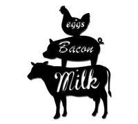 CREATCABIN Animals Metal Wall Art Black Farm Decor Wall Hanging Plaques Ornaments Iron Cow Wall Art Sculpture Sign for Indoor Outdoor Home Livingroom Kitchen Garden Office Decoration 10.6 x 7.9inch