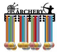CREATCABIN Archery Medal Hanger Display Sports Medal Holder Over 60+ Medals Award Iron Holder Rack Frame Wall Mounted Hanging for Medalist Runner Gymnastics Marathon Athlete Gift 15.7 x 5.9 Inch