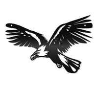 CREATCABIN Art Word Wall Decor Metal Hanging Eagle Wall Sculpture Patriots Gift Black Modern Simple Ornaments Accessories for Living Room Bedroom Outdoor Garage Courtyard Wall Decoration 11.8inx7.8in