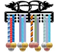 CREATCABIN Award Medal Hanger Rugby Medal Holder Sports Ribbons Hanging Display Organizer Racks Frame Small Black Wall Mounted Stand over 40 Medals for Players Athlete Medalist Race 11.4 x 5.1Inch