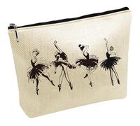 CREATCABIN Ballet Dancer Makeup Bag for Women Travel Cosmetic Bag with Zipper Pouch Multi Purpose Case Toiletry Packing Purse Storage Bag Organizer Gift for Women Dance Teachers Friend 10x7Inch