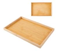 CREATCABIN Bamboo Serving Trays Rectangular Wooden Food Serving Tray Eating Platters Dinner Trays Bathroom Vanity Decorative Tray for Breakfast Coffee Tea Drinks Snacks Party Kitchen Decor 13x8.7 Inch
