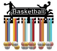 CREATCABIN Basketball Sport Medal Rack Medal Holder Display Acrylic Medal Hanger Wall Mount Medal Award holder Badge Ribbon Race Medal Exhibition Holder for Basketball Winners 11.4x5.1in