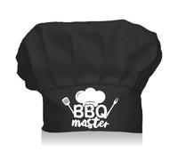 CREATCABIN BBQ Master Chef Hat Adult Adjustable Elastic Baker Kitchen Catering Wear Cooking Hat Custom Cotton Chef Cap Tall for Women Men Dad Mom Grilling Baking BBQ Chef Gift Black 11.8x9 Inch