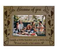 CREATCABIN Because of You Picture Frame Friendship Photo Frames Natural Wooden Vintage Best Friends Besties Engraved Desk Tabletop Decor for Christmas Birthday Graduation Keepsake 8.6 x 6.6 Inch
