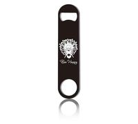 CREATCABIN Bee Happy Flat Bottle Opener Speed Metal Opener Sunflower Heavy Duty Bottle Opener Stainless Steel Key for Beer Bartender Pub Bar Drinks Kitchen Seniors Man Women Gifts Black 1.6x7Inch