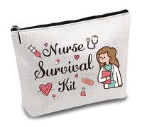 CREATCABIN Best Nurse Ever Canvas Makeup Bags Medical Cosmetic Bag Multi-Purpose Pen Case with Zipper Travel Toiletry Bag for Keys Lipstick Card Women Pencil Case Gift Thanksgiving 10 x 7Inch