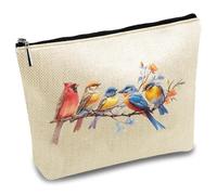 CREATCABIN Best Teacher Ever Makeup Bags for Purse Multi-Function Canvas Cosmetic Bag Zipper Toiletry Travel Washing Bag Make, Birds on Branches, 25x18cm, Birds on Branches
