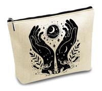 CREATCABIN Best Teacher Ever Makeup Bags for Purse Multi-Function Canvas Cosmetic Bag Zipper Toiletry Travel Washing Bag Make, Witch Tarot, 25x18cm, Witch Tarot