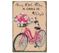 CREATCABIN Bicycle Metal Tin Sign Vintage Sign Wall Decor Retro Painting Poster Plaque Iron Sign Art Mural Hanging for Home Bar Restaurant Room Cafe 12 x 8 Inch-Every Little Thing is Gonna Be Alright