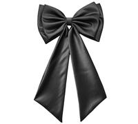 CREATCABIN Big Satin Bow Black Detachable Bow Nylon Removable Wedding Dress Large Bridal Waist Sash Belt Train Bowknot with Long Tail for Christmas Tree Topper Formal Outfit Women 22.6 x 14.9 Inch