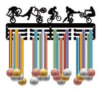 CREATCABIN Biking Medal Holder Display Cycling Medal Hanger Sports Rack frame iron Wall Mount Decor Metal Medal Hanger Organizer for Hanging Over 60 Medals Racing BMX Riding Competition 15.7 x 5.9Inch