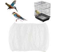 CREATCABIN Bird Cage Seed Catcher Bird Cage Cover Adjustable Stretchy Form Fitting Mesh Skirt Cover Gauze Bird Cage Cover Seed Catcher Universal Birdcage for Parrot Enclosures 60~87x16Inch-White