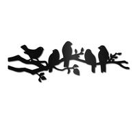 CREATCABIN Bird Metal Wall Decor Birds on Vine Olive Branch Wall Art Rustic Wall Sculpture Black Bird Hanging Home Decor Sign Ornament for Home Garden Living Room Bedroom Indoor Outdoor 15.7 x 5.3Inch