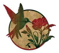 CREATCABIN Bird Metal Wall Decor Rustic Outdoor Wall Art Iron Vivid Colorful Floral Flower Hanging Sign Sculpture Ornament for Front Porch Living Room Home Office Garden Balcony 11.8 x 10.6 Inch
