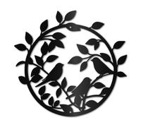 CREATCABIN Birds on Tree Branches Metal Wall Decoration Round Minimalist Hollow Sculpture Wall Mounted Iron Housewarming Gifts for Living Room Bedroom Office Garden Farmhouse Country Theme 11.8x8.7in