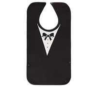 CREATCABIN Black Adult Bibs for Elderly Waterproof Washable Bib with Crumb Catcher Canvas Reusable Dining Clothing Protectors for Eating Men Women Hospital Bed Table 30 x 17 Inch-Gentleman's Bow Tie