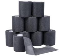 CREATCABIN Black Athletic Tape Sports Prewrap Tape 10.9 Yard x 2.8 Inch Fibre No Sticky Easy Tear Strong Athletes Trainers Injury Headbands Bandage Wrap for Hair Fingers Ankles Wrist Hands Knees
