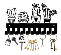 CREATCABIN Black Cactus Key Holder Iron Key Wall Mounted Key Hooks for Wall Key Hangers with 10 Hooks Metal Hanging Key Organizer Rack Wall Decor for Entryway Front Door Hallway Office 10.6x6.3Inch