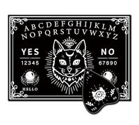 CREATCABIN Black Cat Wood Spirit Board Moon Phase Pendulum Board Kit Talking Boards with Planchette Dowsing Divination Metaphysical Message Board for Wicca Hunt Witch Stuff Halloween 11.8x8.3Inch