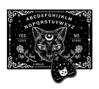 CREATCABIN Black Cat Wood Spirit Board Talking Boards Pendulum Board Wooden with Planchette Dowsing Divination Game Kit Spirit Hunt Metaphysical Message Decor Witch Stuff for Wicca 11.8x8.3 Inch