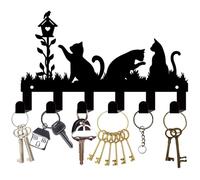 CREATCABIN Black Cats Key Holder for Wall Key Hanger Metal Key Organizer Coat Rack with 10 Hooks Key Hanging Holder Iron Wall Mount Hooks Wall Decorative for Entry Hallway Front Door 10.6x6.3Inch