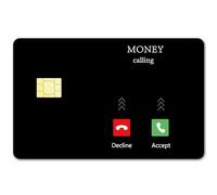 CREATCABIN Black Credit Card Skins Debit Card Skin Sticker Cover No Bubble Slim Personalized Bank Card Protecting Decals PVC Waterproof Removable for Transportation Key Card 7.3x5.4Inch-Money Calling