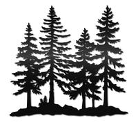 CREATCABIN Black Forest Metal Wall Art Iron Wall Decoration Sculpture Pine Tree Hanging Rustic Ornament Signs for Living Room Home Office Garden Balcony Outdoors Indoors Decoration 11.8 x 11 Inch