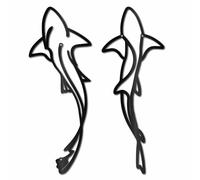 CREATCABIN Black Metal Fish Wall Art Modern Iron Wall Decor Marine Nautical Shark Sculpture Minimalist Hanging Sign Summer Ocean Ornament for Indoor Outdoor Kitchen Bathroom Patio Pool 15.7 x 5.9 Inch