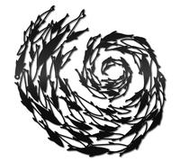 CREATCABIN Black Metal Fish Wall Decor Iron Wall Sign Hanging Fishline Animal Sculpture Outdoor Indoor Iron Art Ornament for Living Room Home Office Kitchen Garden Balcony Decoration 11.8 x 11.8 Inch