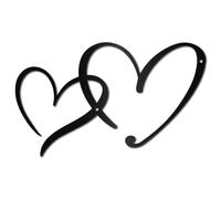 CREATCABIN Black Metal Heart Wall Decor Iron Wall Hanging Iron Hollow Double Hearts Silhouette Decorative Art Sign Ornament Sculpture for Porch Living Room Home Office Garden Balcony 11.8 x 7.1 Inch