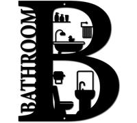 CREATCABIN Black Metal Wall Art Letter B Wall Decor Bathroom Sign Decorative Modern Plaques Silhouette Sculpture Hollow Out Wall Ornament Hanging Artwork for Home Farmhouse Hotel 11.8 x 9.8 Inch