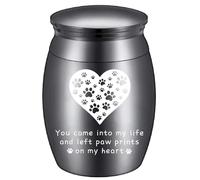 CREATCABIN Black Mini Cremation Urn Small Keepsake Urns Ashes Holder Paw Print Heart Alloy Sharing Funeral Urn Kit Memorials Miniature Container Decorative Urn for Female Male Pets 1.6x1.2Inch