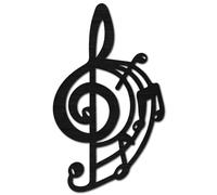 CREATCABIN Black Musical Note Wall Art Decor Wooden Sign Laser Cut Basswood Silhouette Decorative Hanging Sculpture Unfinished for Gift Painting Crafts DIY Music Studio Coffee Christmas 11x7.1Inch
