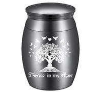 CREATCABIN Black Small Keepsake Urns Mini Cremation Urn for Ashes Tree of Life Alloy Sharing Funeral Urn Memorials Ashes Holder Miniature Container for Family Friend Pet 1.6x1Inch-Forever in My Heart