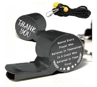 CREATCABIN Black Sports Whistles Metal Coaches Whistle Stainless Steel Thank You Believed Loud Clear Sound Teacher Referee Gear with Lanyard for Official Football Training Outdoor 1.8 x 0.7 x 0.9