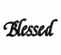 CREATCABIN Blessed Wood Cutout Letter Signs Wooden Black Unfinished Rustic Decorative Word Laser Cut Wall Art for Home Apartment Bathroom Living Room Farmhouse Baptism Tabletop Decoration 11.8x3.9in