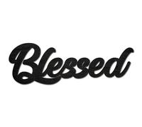 CREATCABIN Blessed Wood Sign Art Blessed Letter Sign Laser Cut Wood Decor Door Sign Wall Hanging Decoration Unfinished Color DIY Crafts Home Display Gift for Friends Housewarming Black 11.9x3.9 Inch
