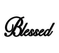 CREATCABIN Blessed Wood Sign Wall Decor Art Cutout Letter Word Laser Cut Unfinished Decorative Accessories Rustic for Living Room Home Door Farmhouse Porch Bedroom Decoration 11.8 x 4.7 Inch,Black
