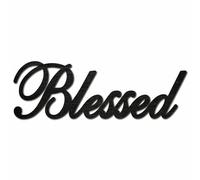 CREATCABIN Blessed Wooden Sign Unfinished Word Cutouts Unfinished Rustic Decorative Letter Laser Cut Wall Art for Home Apartment Bathroom Living Room Farmhouse Baptism Tabletop Decoration 11.8x3.9in