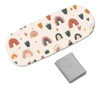 CREATCABIN Boho Hard Shell Eyeglasses Case Leather Sunglasses Case Portable Slim Glasses Clamshell Protective Holder Pouch Cover with Cleaning Cloth for Women Men Rainbow 6.4x2.5x1.5 Inch