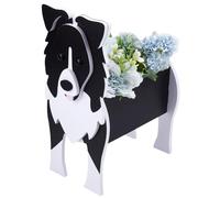 CREATCABIN Border Collie Dog Planter Plant Pots Pet Animal Shaped Planter Pots Flower Garden Planter Pot Plant Storage Container PVC for Indoor Outdoor Garden Plants DIY Decoration Gift 13.39x8.66Inch