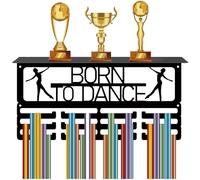 CREATCABIN Born to Dance Medal Wall Rack Trophy Shelf Medal Display Stands Awards Rack Wall Mounting Sports Medal Hanger Ribbon Badge Exhibition Holders for Dancer Competition Medalist 7.9x15.7in