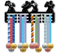 CREATCABIN Boxing Medal Holder Award Hangers for Wall Small Black Metal Wall Mount Sports Ribbons Athlete Iron Rack Stand for Hold 40+ Medals Storage Home Fighter Athletes Medalist Race 11.4 x 5.1inch