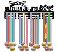 CREATCABIN Brazilian Jiu Jitsu Medal Display Metal Medal Hanger Holder Sports Judo Race Competition Awards Black Iron Rack Hooks Wall Mounted for Hanging 60+ Medals Sport Gymnastics Players Athletes