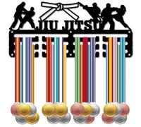 CREATCABIN Brazilian Jiu Jitsu Medal Hanger Display BJJ Belt Medal Holder Sports Frame Iron Small Wall Mount Rack Metal Medal Hangers Organizer for Hanging 40+ Medals Athlete Medalist 11.4 x 5.1Inch