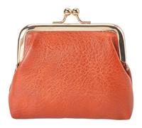 CREATCABIN Brown Kiss Lock Wallet Vintage Leather Coin Purse Ladies Money Pocket Iron Frame Compact Hand-held Wallet for Credit Cards Keys Headset Storage Christmas Valentine's Day Gift 4.1x4.3x1.2in