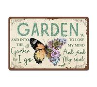 CREATCABIN Butterfly Garden Metal Tin Sign Birthday Gardener Gifts Christmas House Warming Gift Retro Vintage Wall Art Mural Hanging Iron Painting for Gardening Lovers Yard Outdoor Decor, 12 x 8 Inch