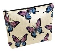 CREATCABIN Butterfly Makeup Bags for Purse Multi-Function Canvas Cosmetic Bag Zipper Toiletry Travel Washing Bag Make Up Organizer Tool Pouch Storage Bags for Women Men Friends Gifts 10x7Inch