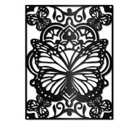 CREATCABIN Butterfly Metal Wall Art Decor Mandala Black Wall Signs Iron Hanging Metal Ornament Wall Sculpture Gift for Home Office Balcony Garden Living Room Decoration Christmas 11.8x9.1Inch